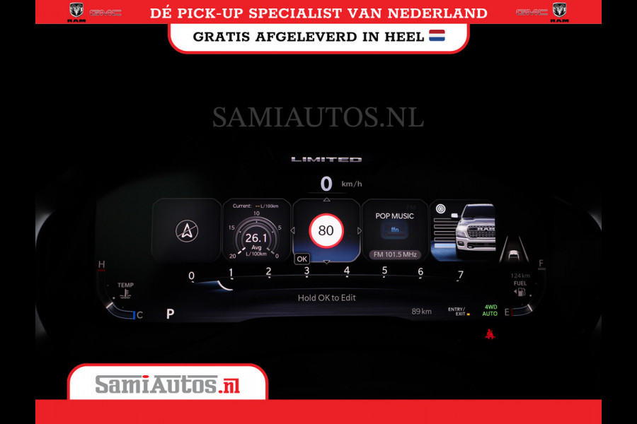 Dodge Ram 1500 LIMITED NIGHT H.O 540PK 706 Nm 2025 | XB9 | MASSAGE | BOM VOL | CREW CAB | DUBBELE CABINE | GRIJSKENTEKEN | DE MEEST LUXUEUZE en BEGEERDE Pick-up | VOORRAAD NR 2357 - 5182