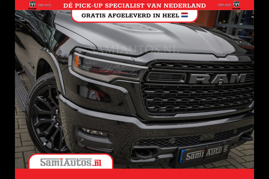 Dodge Ram 1500 LIMITED NIGHT H.O 540PK 706 Nm 2025 | XB9 | MASSAGE | BOM VOL | CREW CAB | DUBBELE CABINE | GRIJSKENTEKEN | DE MEEST LUXUEUZE en BEGEERDE Pick-up | VOORRAAD NR 2357 - 5182