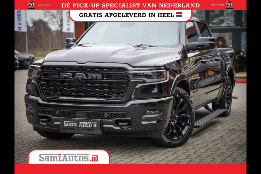 Dodge Ram 1500 LIMITED NIGHT H.O 540PK 706 Nm 2025 | XB9 | MASSAGE | BOM VOL | CREW CAB | DUBBELE CABINE | GRIJSKENTEKEN | DE MEEST LUXUEUZE en BEGEERDE Pick-up | VOORRAAD NR 2357 - 5182