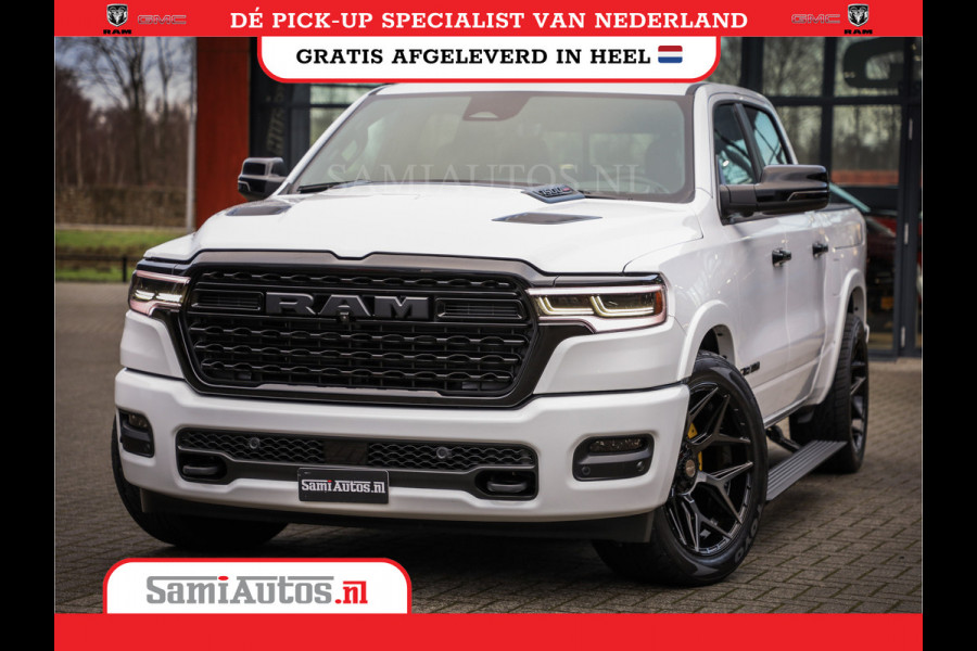 Dodge Ram 1500 LIMITED NIGHT H.O 540PK 706 Nm | XB9 | MASSAGE | BOM VOL | PWD IVORY | CREW CAB | DUBBELE CABINE | GRIJSKENTEKEN | 5 PERSOONS | DE MEEST LUXUEUZE en BEGEERDE Pick-up | VOORRAAD NR 2351 - 7478