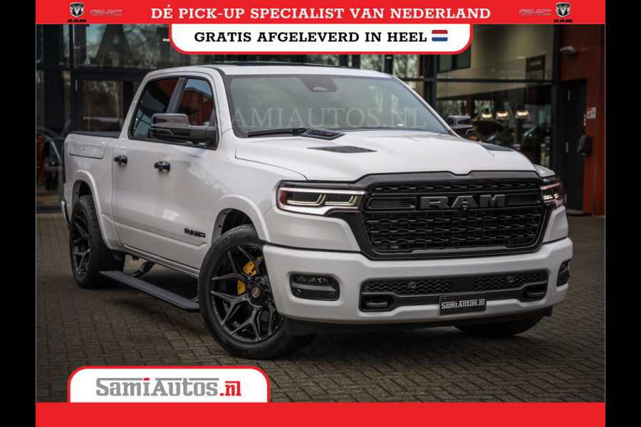 Dodge Ram 1500 LIMITED NIGHT H.O 540PK 706 Nm | XB9 | MASSAGE | BOM VOL | PWD IVORY | CREW CAB | DUBBELE CABINE | GRIJSKENTEKEN | 5 PERSOONS | DE MEEST LUXUEUZE en BEGEERDE Pick-up | VOORRAAD NR 2351 - 7478