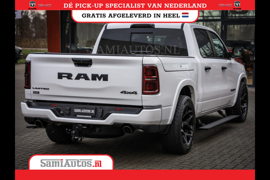 Dodge Ram 1500 LIMITED NIGHT H.O 540PK 706 Nm | XB9 | MASSAGE | BOM VOL | PWD IVORY | CREW CAB | DUBBELE CABINE | GRIJSKENTEKEN | 5 PERSOONS | DE MEEST LUXUEUZE en BEGEERDE Pick-up | VOORRAAD NR 2351 - 7478