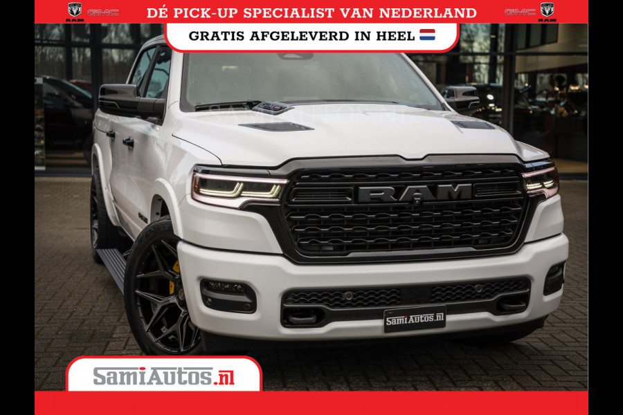 Dodge Ram 1500 LIMITED NIGHT H.O 540PK 706 Nm | XB9 | MASSAGE | BOM VOL | PWD IVORY | CREW CAB | DUBBELE CABINE | GRIJSKENTEKEN | 5 PERSOONS | DE MEEST LUXUEUZE en BEGEERDE Pick-up | VOORRAAD NR 2351 - 7478
