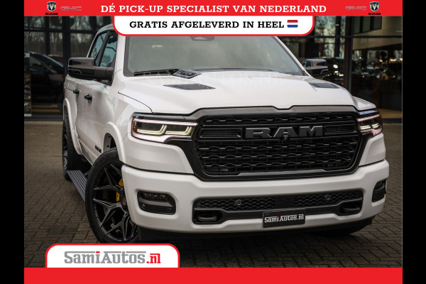 Dodge Ram 1500 LIMITED NIGHT H.O 540PK 706 Nm | XB9 | MASSAGE | BOM VOL | PWD IVORY | CREW CAB | DUBBELE CABINE | GRIJSKENTEKEN | 5 PERSOONS | DE MEEST LUXUEUZE en BEGEERDE Pick-up | VOORRAAD NR 2351 - 7478