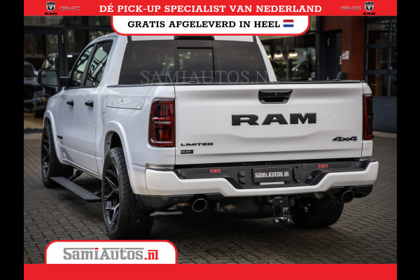Dodge Ram 1500 LIMITED NIGHT H.O 540PK 706 Nm | XB9 | MASSAGE | BOM VOL | PWD IVORY | CREW CAB | DUBBELE CABINE | GRIJSKENTEKEN | 5 PERSOONS | DE MEEST LUXUEUZE en BEGEERDE Pick-up | VOORRAAD NR 2351 - 7478