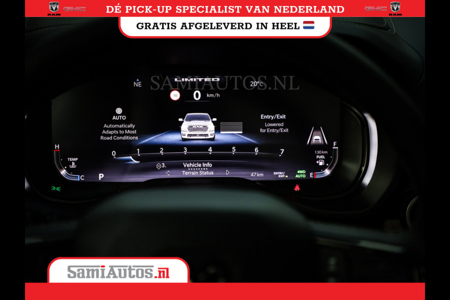 Dodge Ram 1500 LIMITED NIGHT H.O 540PK 706 Nm | XB9 | MASSAGE | BOM VOL | PWD IVORY | CREW CAB | DUBBELE CABINE | GRIJSKENTEKEN | 5 PERSOONS | DE MEEST LUXUEUZE en BEGEERDE Pick-up | VOORRAAD NR 2351 - 7478
