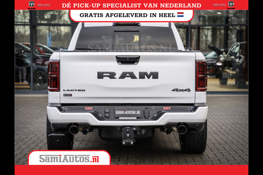 Dodge Ram 1500 LIMITED NIGHT H.O 540PK 706 Nm | XB9 | MASSAGE | BOM VOL | PWD IVORY | CREW CAB | DUBBELE CABINE | GRIJSKENTEKEN | 5 PERSOONS | DE MEEST LUXUEUZE en BEGEERDE Pick-up | VOORRAAD NR 2351 - 7478