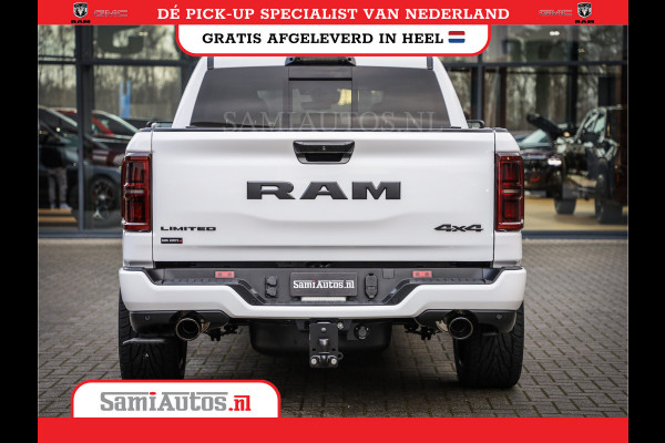 Dodge Ram 1500 LIMITED NIGHT H.O 540PK 706 Nm | XB9 | MASSAGE | BOM VOL | PWD IVORY | CREW CAB | DUBBELE CABINE | GRIJSKENTEKEN | 5 PERSOONS | DE MEEST LUXUEUZE en BEGEERDE Pick-up | VOORRAAD NR 2351 - 7478