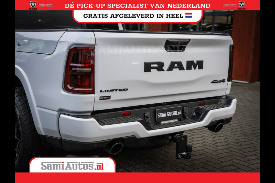 Dodge Ram 1500 LIMITED NIGHT H.O 540PK 706 Nm | XB9 | MASSAGE | BOM VOL | PWD IVORY | CREW CAB | DUBBELE CABINE | GRIJSKENTEKEN | 5 PERSOONS | DE MEEST LUXUEUZE en BEGEERDE Pick-up | VOORRAAD NR 2351 - 7478