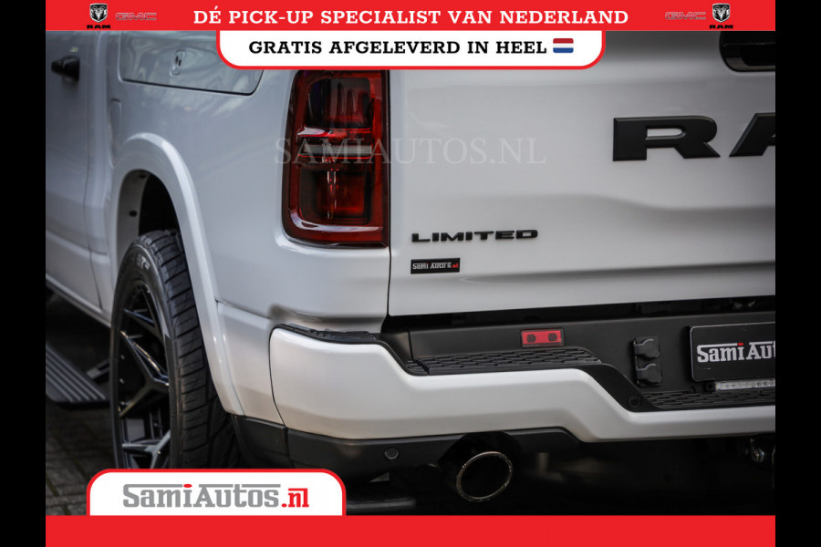 Dodge Ram 1500 LIMITED NIGHT H.O 540PK 706 Nm | XB9 | MASSAGE | BOM VOL | PWD IVORY | CREW CAB | DUBBELE CABINE | GRIJSKENTEKEN | 5 PERSOONS | DE MEEST LUXUEUZE en BEGEERDE Pick-up | VOORRAAD NR 2351 - 7478