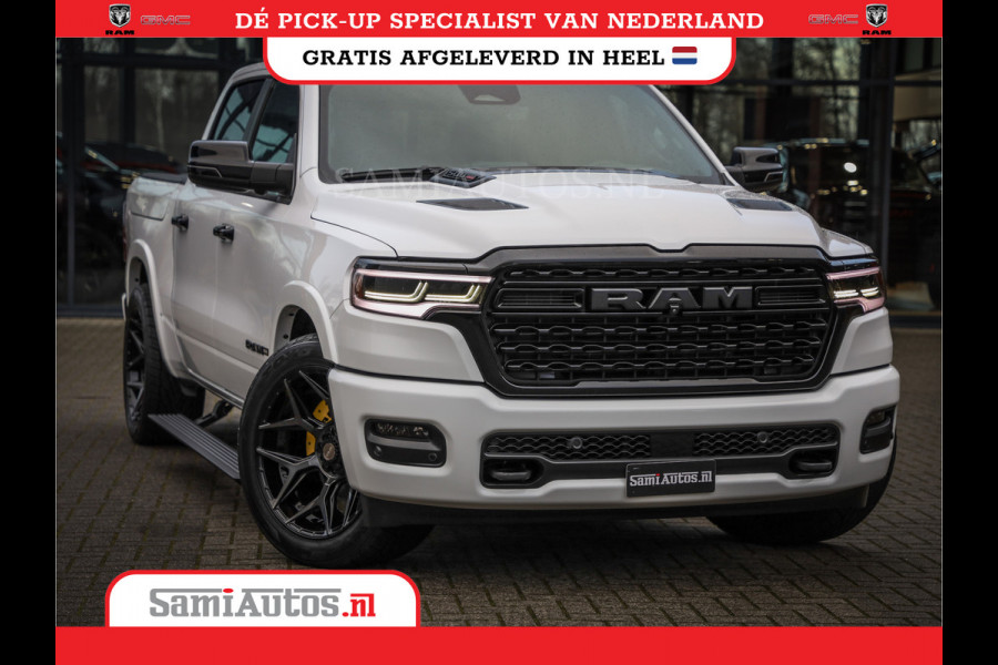 Dodge Ram 1500 LIMITED NIGHT H.O 540PK 706 Nm | XB9 | MASSAGE | BOM VOL | PWD IVORY | CREW CAB | DUBBELE CABINE | GRIJSKENTEKEN | 5 PERSOONS | DE MEEST LUXUEUZE en BEGEERDE Pick-up | VOORRAAD NR 2351 - 7478