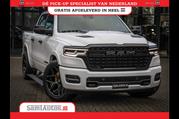 Dodge Ram 1500 LIMITED NIGHT H.O 540PK 706 Nm | XB9 | MASSAGE | BOM VOL | PWD IVORY | CREW CAB | DUBBELE CABINE | GRIJSKENTEKEN | 5 PERSOONS | DE MEEST LUXUEUZE en BEGEERDE Pick-up | VOORRAAD NR 2351 - 7478