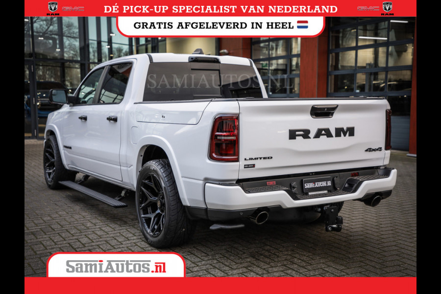 Dodge Ram 1500 LIMITED NIGHT H.O 540PK 706 Nm | XB9 | MASSAGE | BOM VOL | PWD IVORY | CREW CAB | DUBBELE CABINE | GRIJSKENTEKEN | 5 PERSOONS | DE MEEST LUXUEUZE en BEGEERDE Pick-up | VOORRAAD NR 2351 - 7478