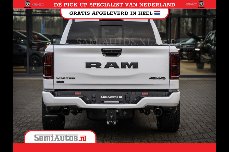 Dodge Ram 1500 LIMITED NIGHT H.O 540PK 706 Nm | XB9 | MASSAGE | BOM VOL | PWD IVORY | CREW CAB | DUBBELE CABINE | GRIJSKENTEKEN | 5 PERSOONS | DE MEEST LUXUEUZE en BEGEERDE Pick-up | VOORRAAD NR 2351 - 7478