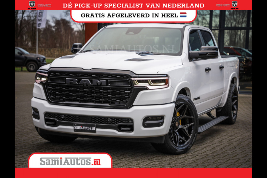 Dodge Ram 1500 LIMITED NIGHT H.O 540PK 706 Nm | XB9 | MASSAGE | BOM VOL | PWD IVORY | CREW CAB | DUBBELE CABINE | GRIJSKENTEKEN | 5 PERSOONS | DE MEEST LUXUEUZE en BEGEERDE Pick-up | VOORRAAD NR 2351 - 7478