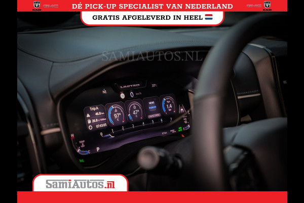 Dodge Ram 1500 LIMITED NIGHT H.O 540PK 706 Nm | XB9 | MASSAGE | BOM VOL | PWD IVORY | CREW CAB | DUBBELE CABINE | GRIJSKENTEKEN | 5 PERSOONS | DE MEEST LUXUEUZE en BEGEERDE Pick-up | VOORRAAD NR 2351 - 7478