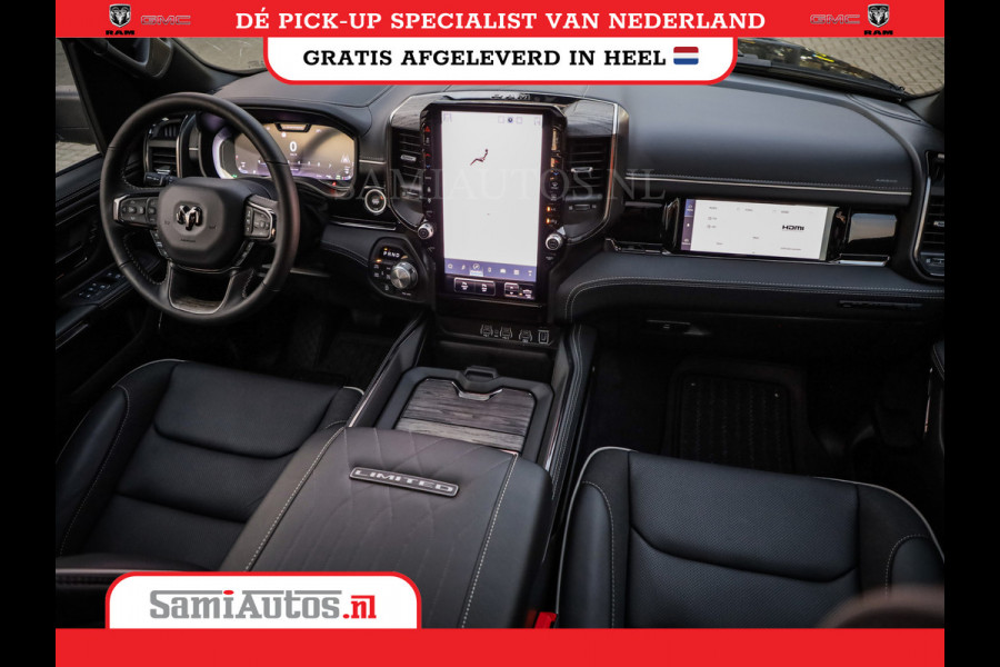 Dodge Ram 1500 LIMITED NIGHT H.O 540PK 706 Nm | XB9 | MASSAGE | BOM VOL | PWD IVORY | CREW CAB | DUBBELE CABINE | GRIJSKENTEKEN | 5 PERSOONS | DE MEEST LUXUEUZE en BEGEERDE Pick-up | VOORRAAD NR 2351 - 7478