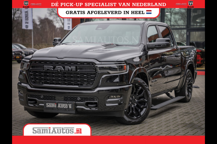 Dodge Ram 1500 LIMITED NIGHT 540PK 706 Nm HIGH OUTPUT | XB9 | MASSAGE | BOM VOL | CREW CAB | DUBBELE CABINE | GRIJSKENTEKEN | DE MEEST LUXUEUZE en BEGEERDE Pick-up VOORRAAD NR 2354 - 3380