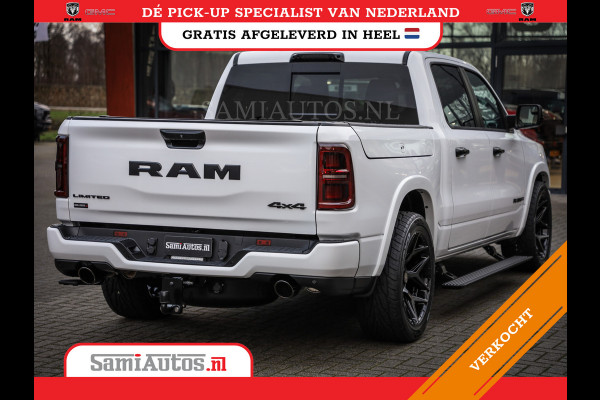 Dodge Ram 1500 LIMITED NIGHT H.O 540PK 706 Nm | XB9 | MASSAGE | BOM VOL | PW7 WHITE | CREW CAB | DUBBELE CABINE | GRIJSKENTEKEN | DE MEEST LUXUEUZE en BEGEERDE Pick-up VOORRAAD NR 2305 - 8549