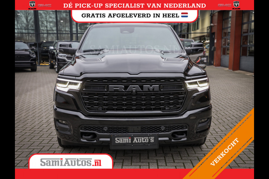 Dodge Ram 1500 LIMITED NIGHT H.O 540PK 706 Nm 2025 | XB9 | MASSAGE | BOM VOL | CREW CAB | DUBBELE CABINE | GRIJSKENTEKEN | DE MEEST LUXUEUZE en BEGEERDE Pick-up VOORRAAD NR 2330 - 7407