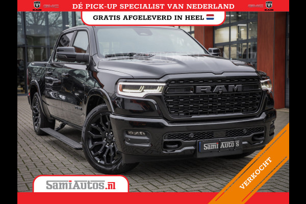 Dodge Ram 1500 LIMITED NIGHT H.O 540PK 706 Nm 2025 | XB9 | MASSAGE | BOM VOL | CREW CAB | DUBBELE CABINE | GRIJSKENTEKEN | DE MEEST LUXUEUZE en BEGEERDE Pick-up VOORRAAD NR 2330 - 7407