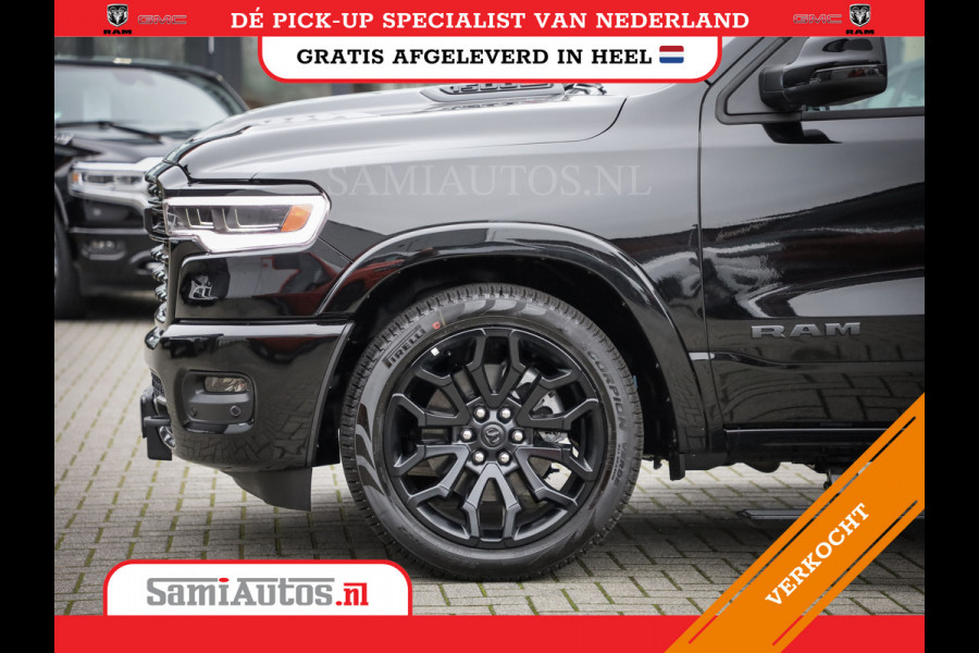 Dodge Ram 1500 LIMITED NIGHT H.O 540PK 706 Nm 2025 | XB9 | MASSAGE | BOM VOL | CREW CAB | DUBBELE CABINE | GRIJSKENTEKEN | DE MEEST LUXUEUZE en BEGEERDE Pick-up VOORRAAD NR 2330 - 7407