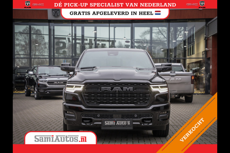 Dodge Ram 1500 LIMITED NIGHT H.O 540PK 706 Nm 2025 | XB9 | MASSAGE | BOM VOL | CREW CAB | DUBBELE CABINE | GRIJSKENTEKEN | DE MEEST LUXUEUZE en BEGEERDE Pick-up VOORRAAD NR 2330 - 7407