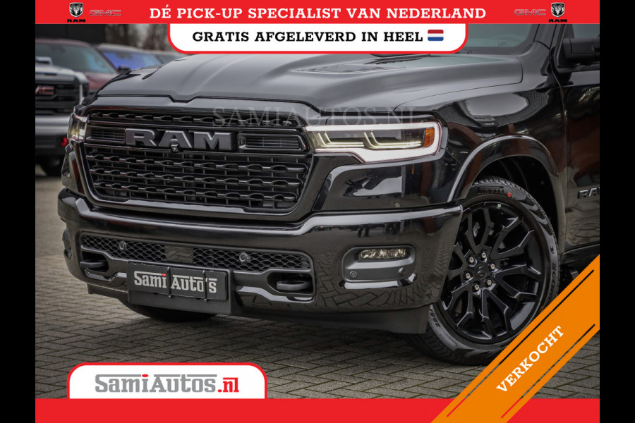 Dodge Ram 1500 LIMITED NIGHT H.O 540PK 706 Nm 2025 | XB9 | MASSAGE | BOM VOL | CREW CAB | DUBBELE CABINE | GRIJSKENTEKEN | DE MEEST LUXUEUZE en BEGEERDE Pick-up VOORRAAD NR 2330 - 7407