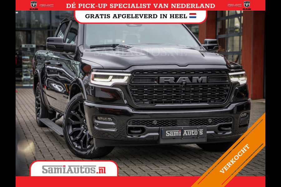 Dodge Ram 1500 LIMITED NIGHT H.O 540PK 706 Nm 2025 | XB9 | MASSAGE | BOM VOL | CREW CAB | DUBBELE CABINE | GRIJSKENTEKEN | DE MEEST LUXUEUZE en BEGEERDE Pick-up VOORRAAD NR 2330 - 7407