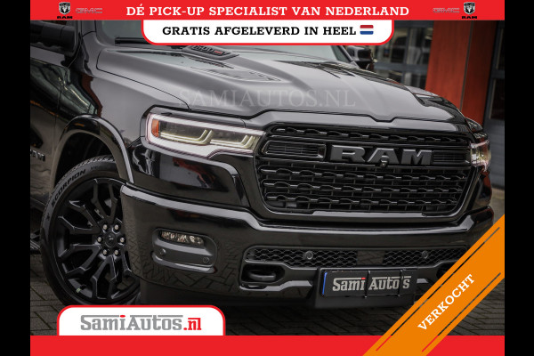 Dodge Ram 1500 LIMITED NIGHT H.O 540PK 706 Nm 2025 | XB9 | MASSAGE | BOM VOL | CREW CAB | DUBBELE CABINE | GRIJSKENTEKEN | DE MEEST LUXUEUZE en BEGEERDE Pick-up VOORRAAD NR 2330 - 7407