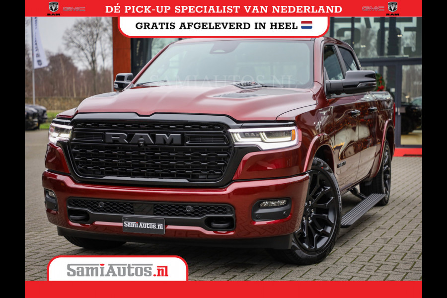 Dodge Ram 1500 LIMITED NIGHT HIGH OUTPUT 540PK 706 Nm 2025 | XB9 | MASSAGE | BOM VOL | CREW CAB | DUBBELE CABINE | GRIJSKENTEKEN | DE MEEST LUXUEUZE en BEGEERDE Pick-up | VOORRAAD NR 2302 - 7425