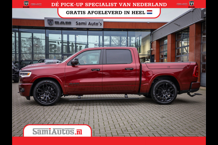 Dodge Ram 1500 LIMITED NIGHT HIGH OUTPUT 540PK 706 Nm 2025 | XB9 | MASSAGE | BOM VOL | CREW CAB | DUBBELE CABINE | GRIJSKENTEKEN | DE MEEST LUXUEUZE en BEGEERDE Pick-up | VOORRAAD NR 2302 - 7425