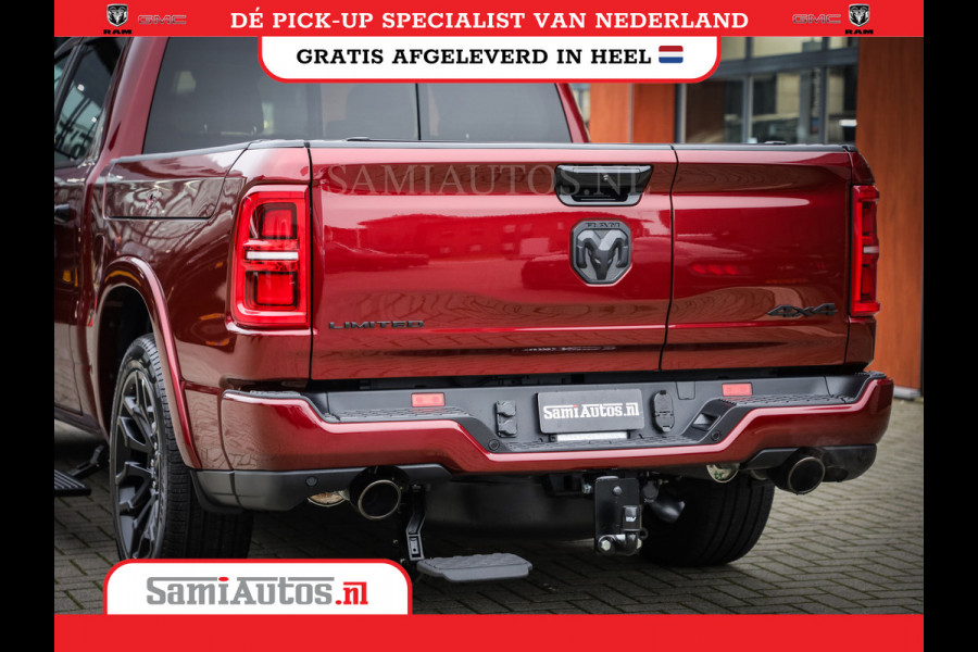 Dodge Ram 1500 LIMITED NIGHT HIGH OUTPUT 540PK 706 Nm 2025 | XB9 | MASSAGE | BOM VOL | CREW CAB | DUBBELE CABINE | GRIJSKENTEKEN | DE MEEST LUXUEUZE en BEGEERDE Pick-up | VOORRAAD NR 2302 - 7425