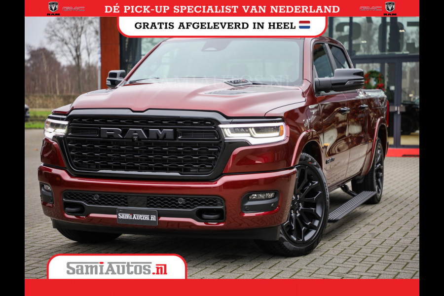 Dodge Ram 1500 LIMITED NIGHT HIGH OUTPUT 540PK 706 Nm 2025 | XB9 | MASSAGE | BOM VOL | CREW CAB | DUBBELE CABINE | GRIJSKENTEKEN | DE MEEST LUXUEUZE en BEGEERDE Pick-up | VOORRAAD NR 2302 - 7425