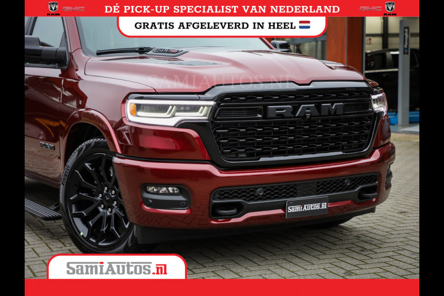 Dodge Ram 1500 LIMITED NIGHT HIGH OUTPUT 540PK 706 Nm 2025 | XB9 | MASSAGE | BOM VOL | CREW CAB | DUBBELE CABINE | GRIJSKENTEKEN | DE MEEST LUXUEUZE en BEGEERDE Pick-up | VOORRAAD NR 2302 - 7425