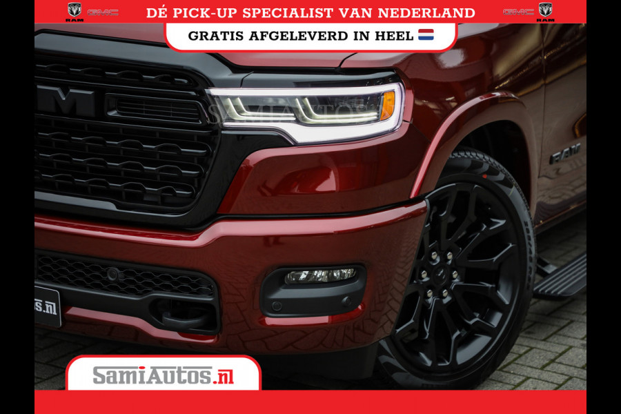 Dodge Ram 1500 LIMITED NIGHT HIGH OUTPUT 540PK 706 Nm 2025 | XB9 | MASSAGE | BOM VOL | CREW CAB | DUBBELE CABINE | GRIJSKENTEKEN | DE MEEST LUXUEUZE en BEGEERDE Pick-up | VOORRAAD NR 2302 - 7425