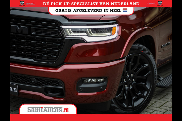 Dodge Ram 1500 LIMITED NIGHT HIGH OUTPUT 540PK 706 Nm 2025 | XB9 | MASSAGE | BOM VOL | CREW CAB | DUBBELE CABINE | GRIJSKENTEKEN | DE MEEST LUXUEUZE en BEGEERDE Pick-up | VOORRAAD NR 2302 - 7425