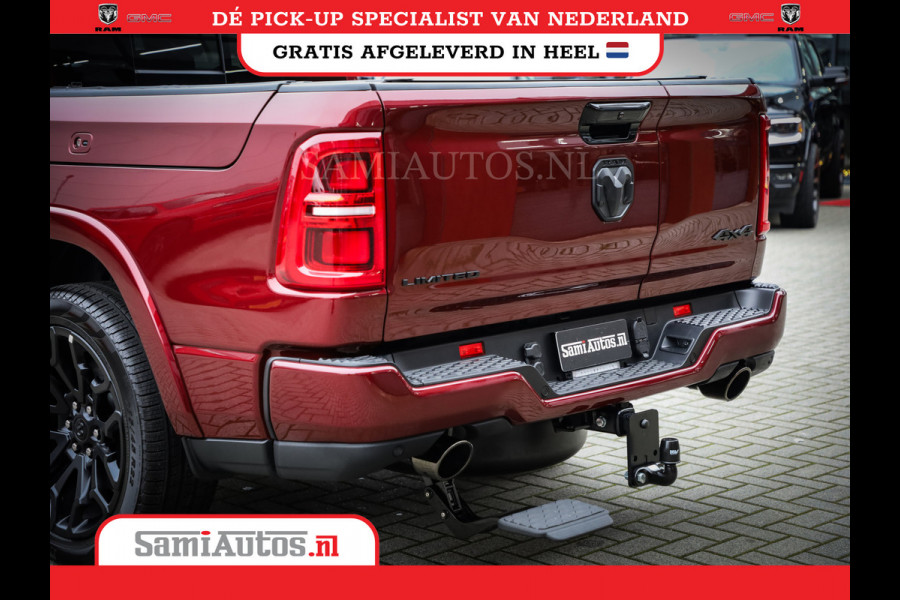 Dodge Ram 1500 LIMITED NIGHT HIGH OUTPUT 540PK 706 Nm 2025 | XB9 | MASSAGE | BOM VOL | CREW CAB | DUBBELE CABINE | GRIJSKENTEKEN | DE MEEST LUXUEUZE en BEGEERDE Pick-up | VOORRAAD NR 2302 - 7425