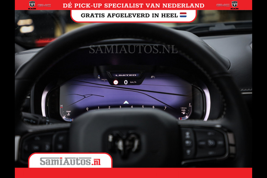 Dodge Ram 1500 LIMITED NIGHT HIGH OUTPUT 540PK 706 Nm 2025 | XB9 | MASSAGE | BOM VOL | CREW CAB | DUBBELE CABINE | GRIJSKENTEKEN | DE MEEST LUXUEUZE en BEGEERDE Pick-up | VOORRAAD NR 2302 - 7425
