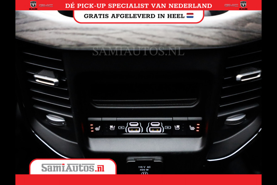 Dodge Ram 1500 LIMITED NIGHT HIGH OUTPUT 540PK 706 Nm 2025 | XB9 | MASSAGE | BOM VOL | CREW CAB | DUBBELE CABINE | GRIJSKENTEKEN | DE MEEST LUXUEUZE en BEGEERDE Pick-up | VOORRAAD NR 2302 - 7425