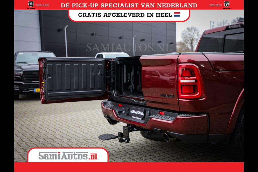 Dodge Ram 1500 LIMITED NIGHT HIGH OUTPUT 540PK 706 Nm 2025 | XB9 | MASSAGE | BOM VOL | CREW CAB | DUBBELE CABINE | GRIJSKENTEKEN | DE MEEST LUXUEUZE en BEGEERDE Pick-up | VOORRAAD NR 2302 - 7425