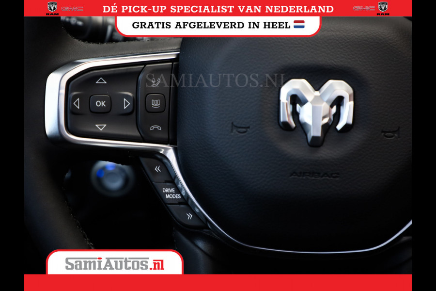 Dodge Ram PREMIUM | MAY 2025 BOM VOL | HEAD UP + 14.4 INCH SCHERM | LUCHTVERING | 420PK 636 Nm | PRIJS MET LPG EN COVER EN GARANTIE | DUBBELE CABINE | PICK UP | 5 PERSOONS | DC | GRIJSKENTEKEN | VOORRAAD NR 2288 - 4952