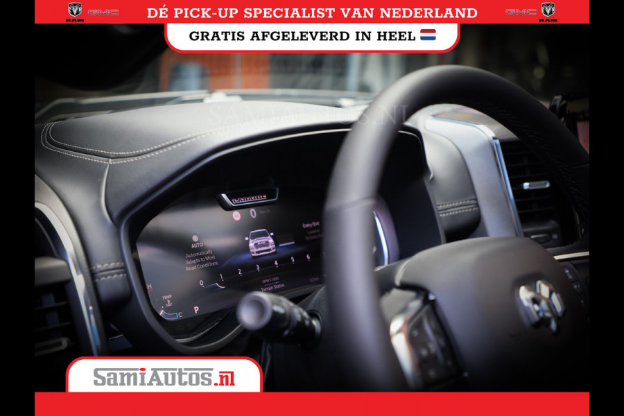 Dodge Ram PREMIUM | MAY 2025 BOM VOL | HEAD UP + 14.4 INCH SCHERM | LUCHTVERING | 420PK 636 Nm | PRIJS MET LPG EN COVER EN GARANTIE | DUBBELE CABINE | PICK UP | 5 PERSOONS | DC | GRIJSKENTEKEN | VOORRAAD NR 2288 - 4952