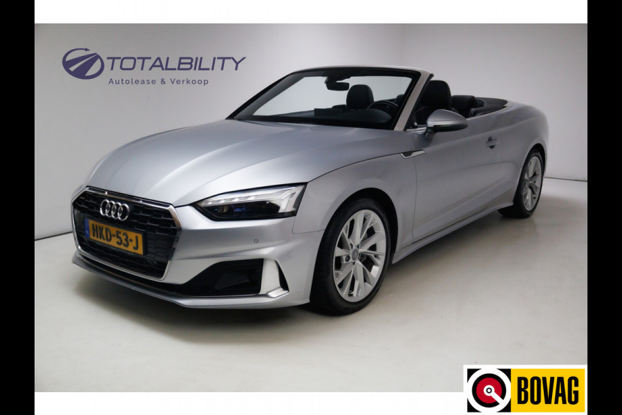Audi A5 Cabriolet 40 TFSI 204 PK Prestige+ Advanced | Virtual cockpit | Matrix Led | Leer | Stoelverwarming | Airscarf | Zwarte kap, Navigatie, 18" LMV,  Adapive Cruise, PDC, Camera