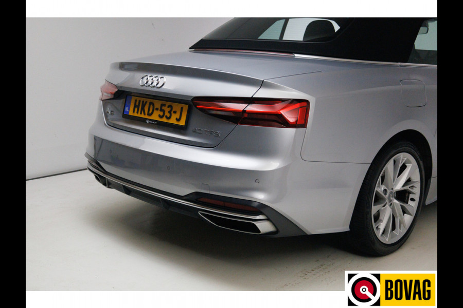 Audi A5 Cabriolet 40 TFSI 204 PK Prestige+ Advanced | Virtual cockpit | Matrix Led | Leer | Stoelverwarming | Airscarf | Zwarte kap, Navigatie, 18" LMV,  Adapive Cruise, PDC, Camera