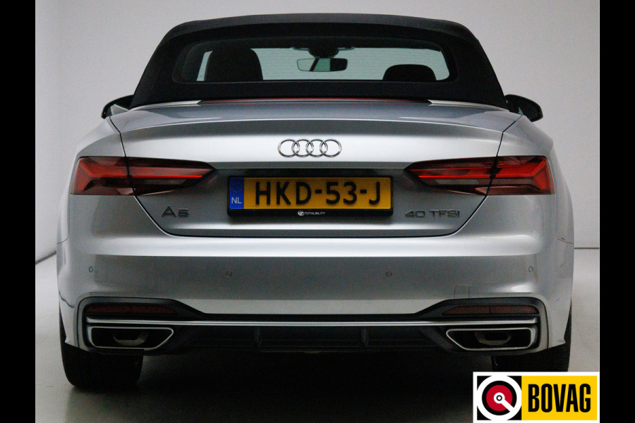 Audi A5 Cabriolet 40 TFSI 204 PK Prestige+ Advanced | Virtual cockpit | Matrix Led | Leer | Stoelverwarming | Airscarf | Zwarte kap, Navigatie, 18" LMV,  Adapive Cruise, PDC, Camera
