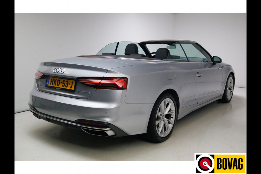 Audi A5 Cabriolet 40 TFSI 204 PK Prestige+ Advanced | Virtual cockpit | Matrix Led | Leer | Stoelverwarming | Airscarf | Zwarte kap, Navigatie, 18" LMV,  Adapive Cruise, PDC, Camera