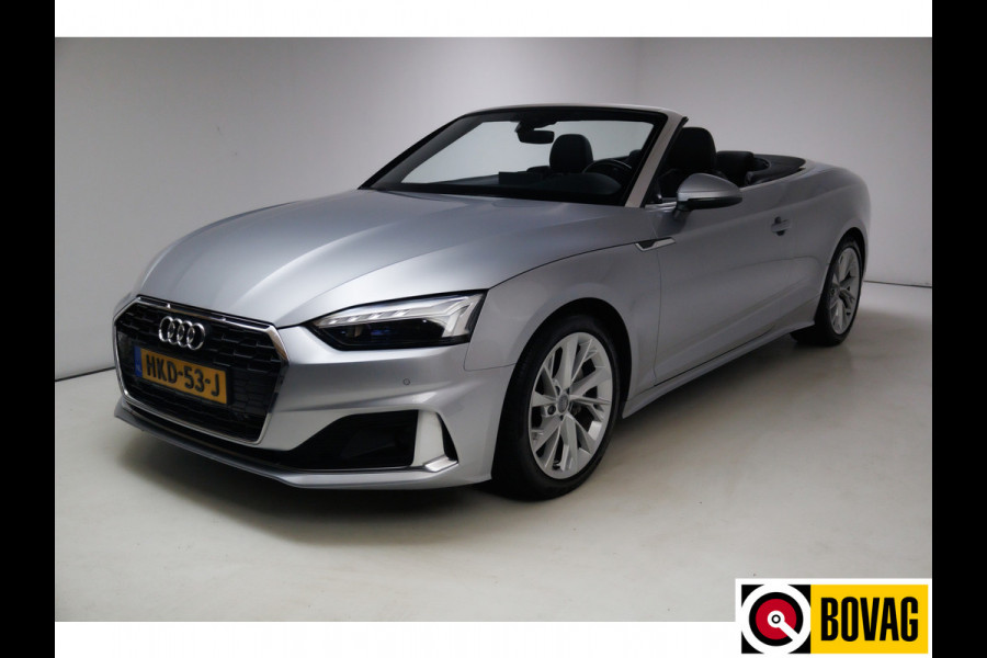 Audi A5 Cabriolet 40 TFSI 204 PK Prestige+ Advanced | Virtual cockpit | Matrix Led | Leer | Stoelverwarming | Airscarf | Zwarte kap, Navigatie, 18" LMV,  Adapive Cruise, PDC, Camera
