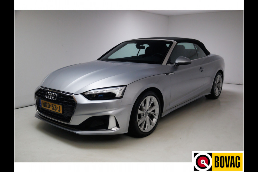Audi A5 Cabriolet 40 TFSI 204 PK Prestige+ Advanced | Virtual cockpit | Matrix Led | Leer | Stoelverwarming | Airscarf | Zwarte kap, Navigatie, 18" LMV,  Adapive Cruise, PDC, Camera