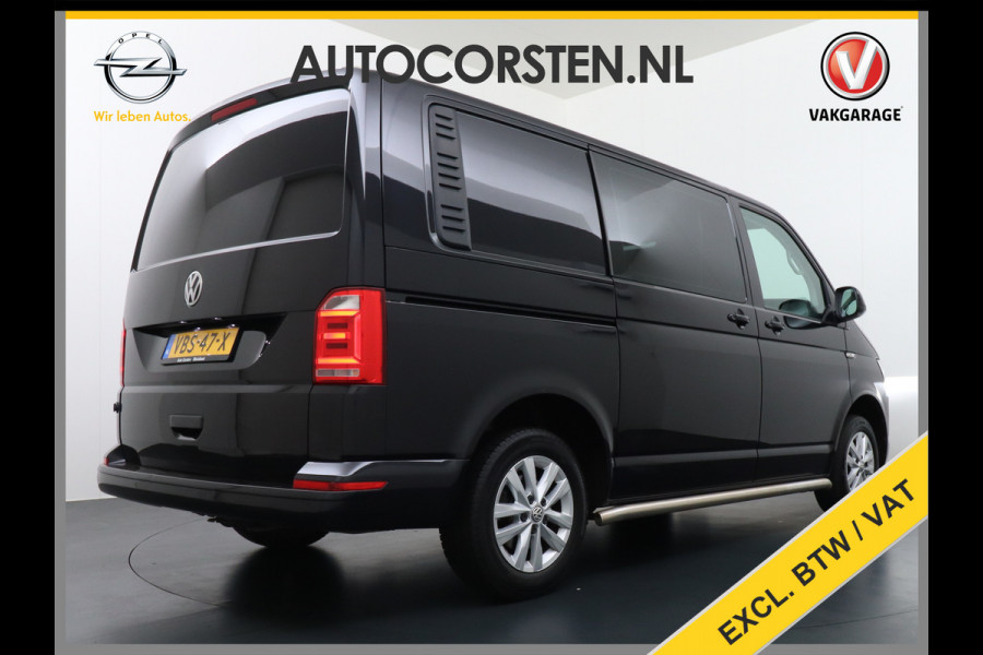 Volkswagen Transporter 2.0TDI 150PK Autom. Highline Leder Navi Pdc Voorruitverwarming Cruise Control Regen/Lichtsensor Lmv 2X Schuifdeur Rubbervloer Wandbetimmering Sidebars Achterklep 1e Eigenaar Euro 6